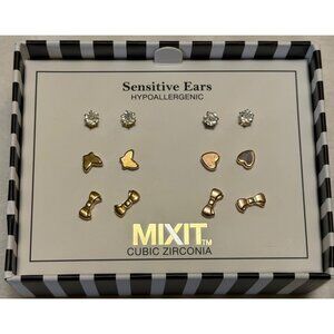 Mixit 6-Pair Stud Earring Set Hypoallergenic Sensitive Ears Mini Size (NEW)